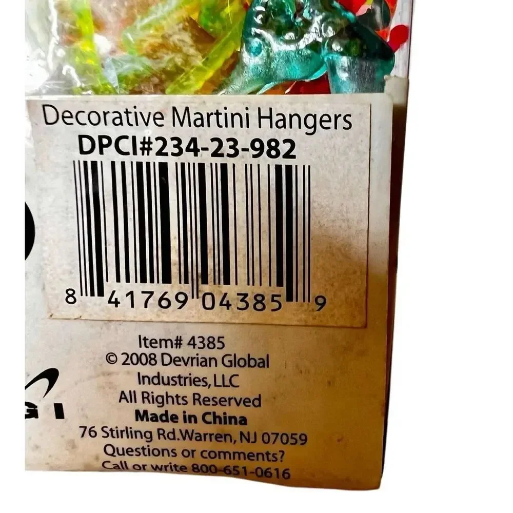 New Decorative Plastic Martini Hangers Shaped Like Animals, Devrian Global 2008